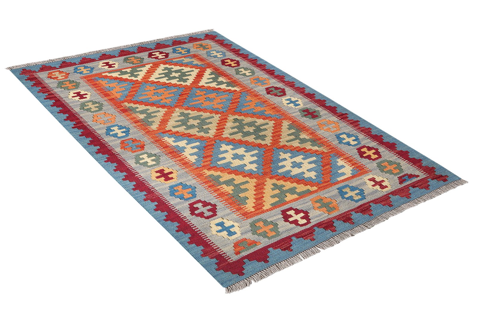 Kelim Gashgai — Handmade, 101x152 cm, Red, 100% Virgin Wool | View 4