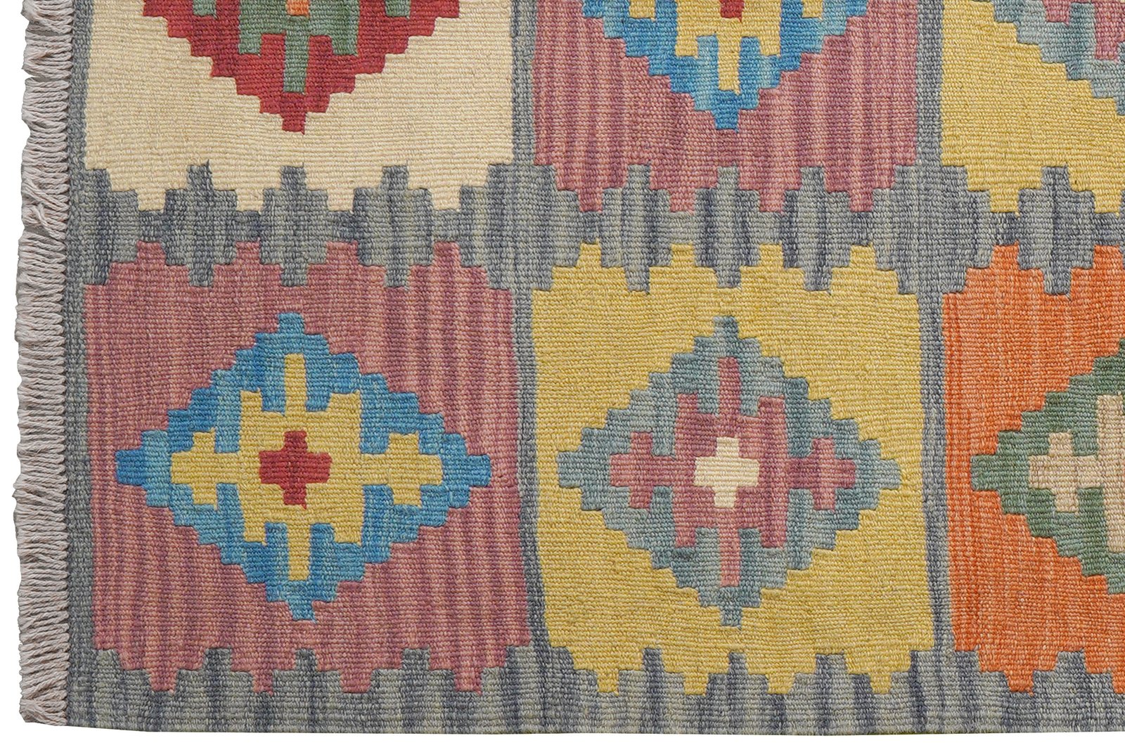 Kelim Gashgai — Handmade, 92x146 cm, Blue, 100% Virgin Wool | View 3