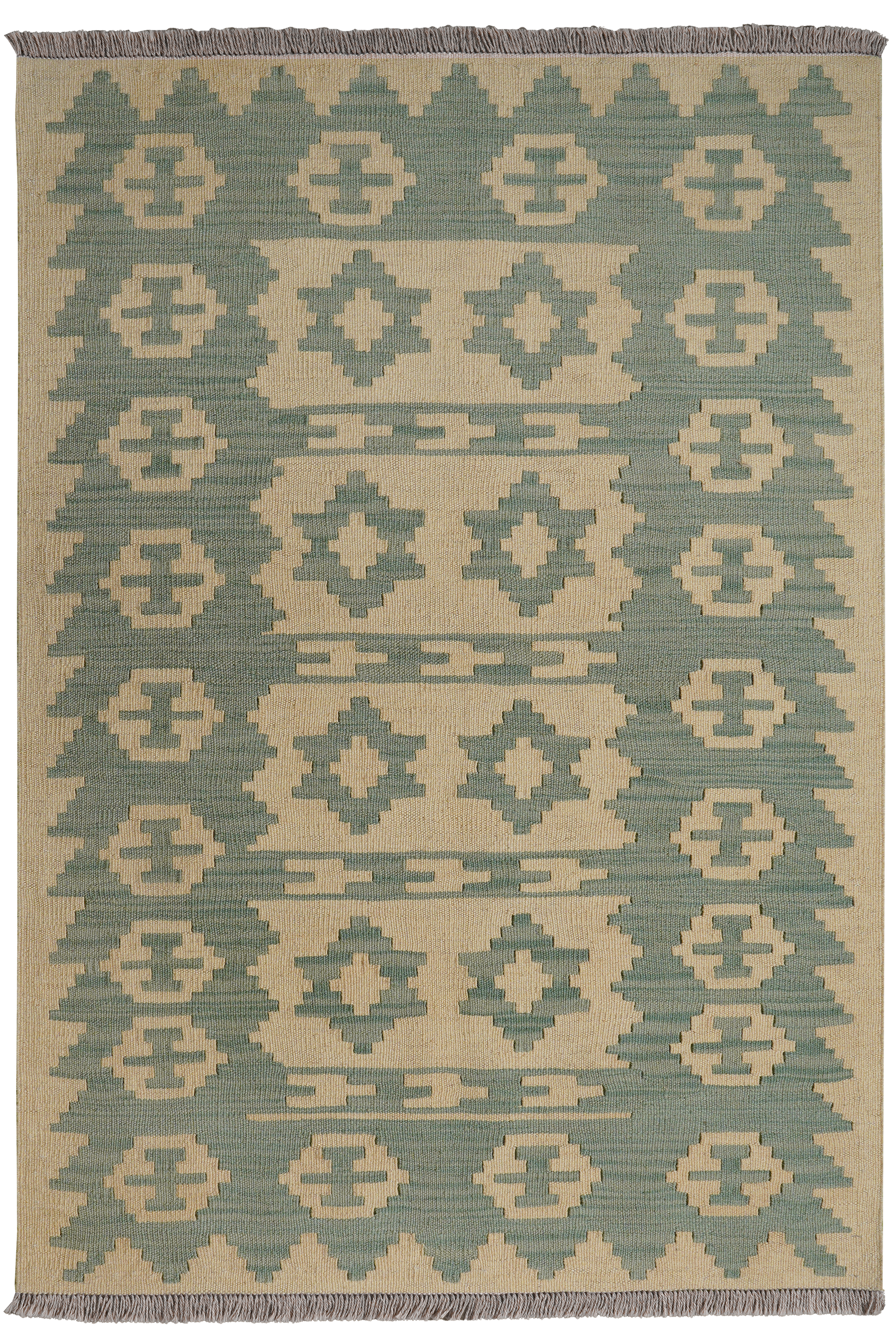 Kelim Gashgai — Handgefertigt, 145x100 cm, Beige, 100% Virgin Wool | Main view