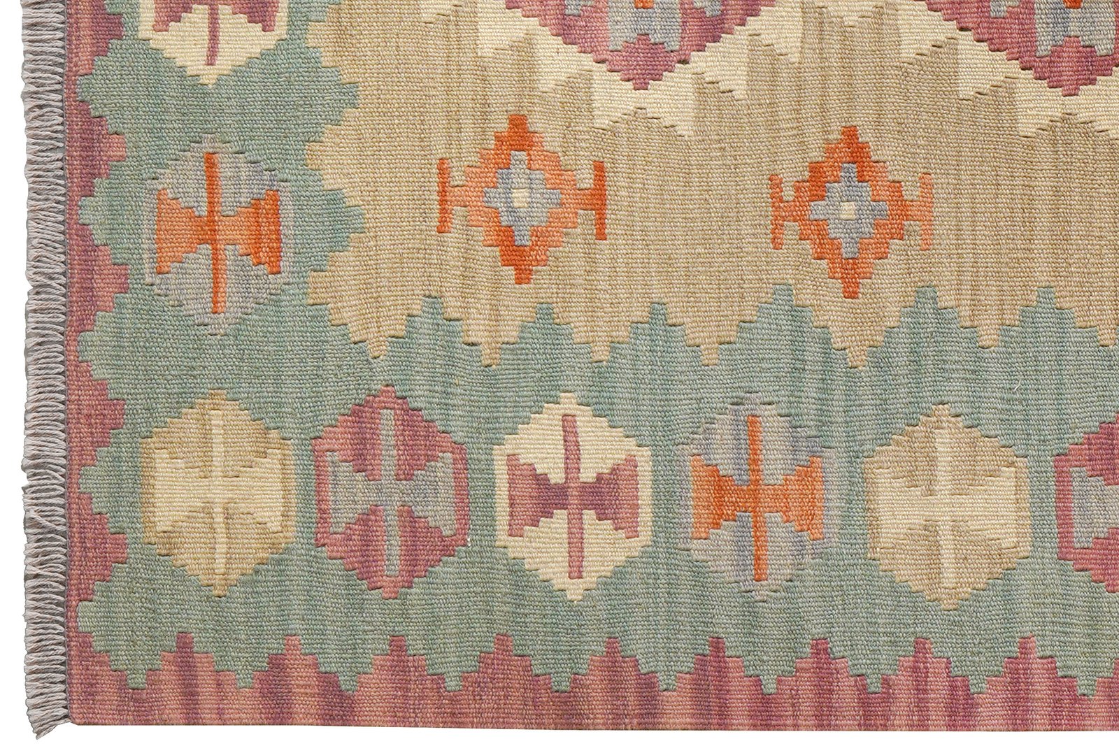 Kelim Gashgai — Handmade, 103x150 cm, Beige, 100% Virgin Wool | View 3