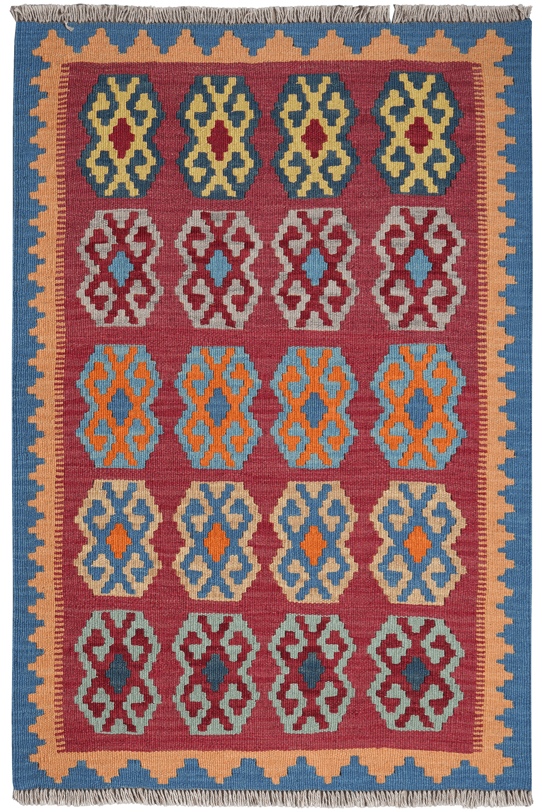 Kelim Gashgai — Handmade, 84x125 cm, Red, 100% Virgin Wool | Main view