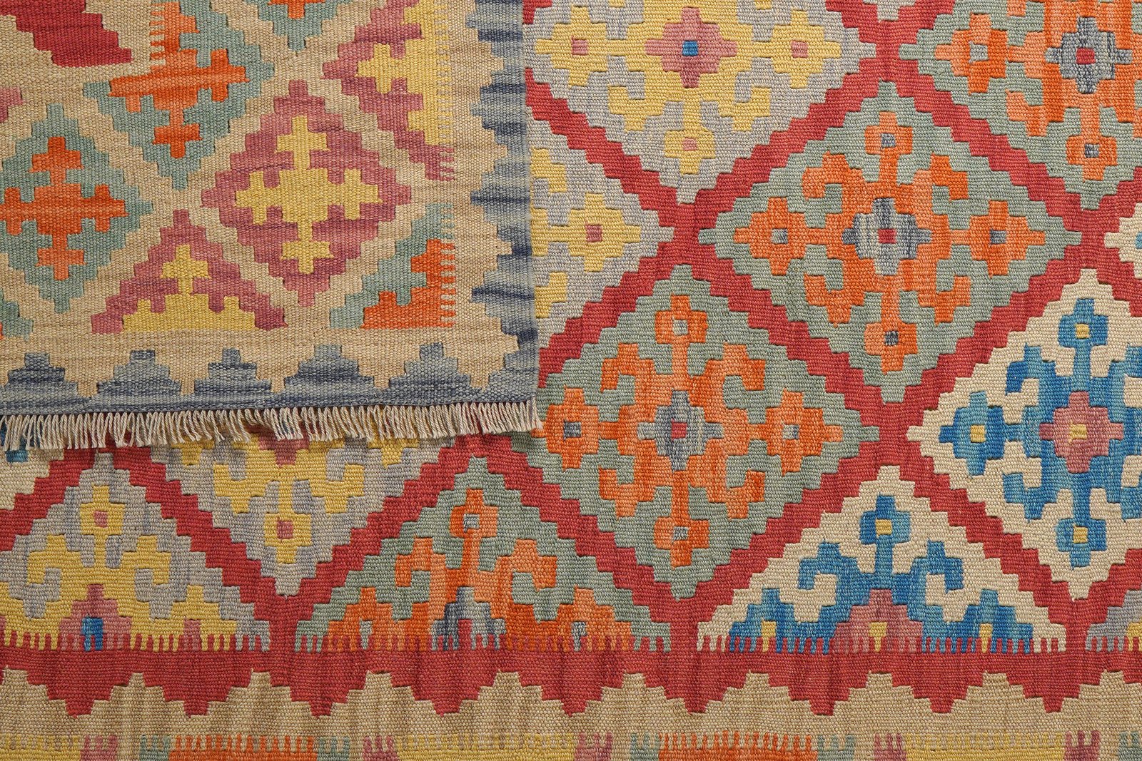 Kelim Gashgai — Handmade, 175x245 cm, Red, 100% Virgin Wool | View 6