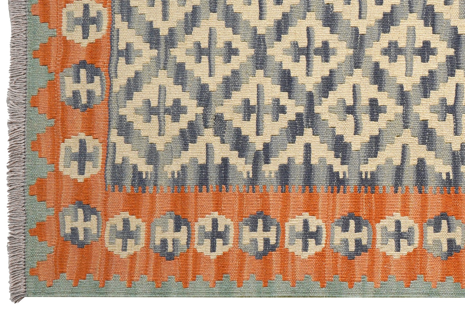 Kelim Gashgai — Handmade, 85x198 cm, Blue, 100% Virgin Wool | View 3