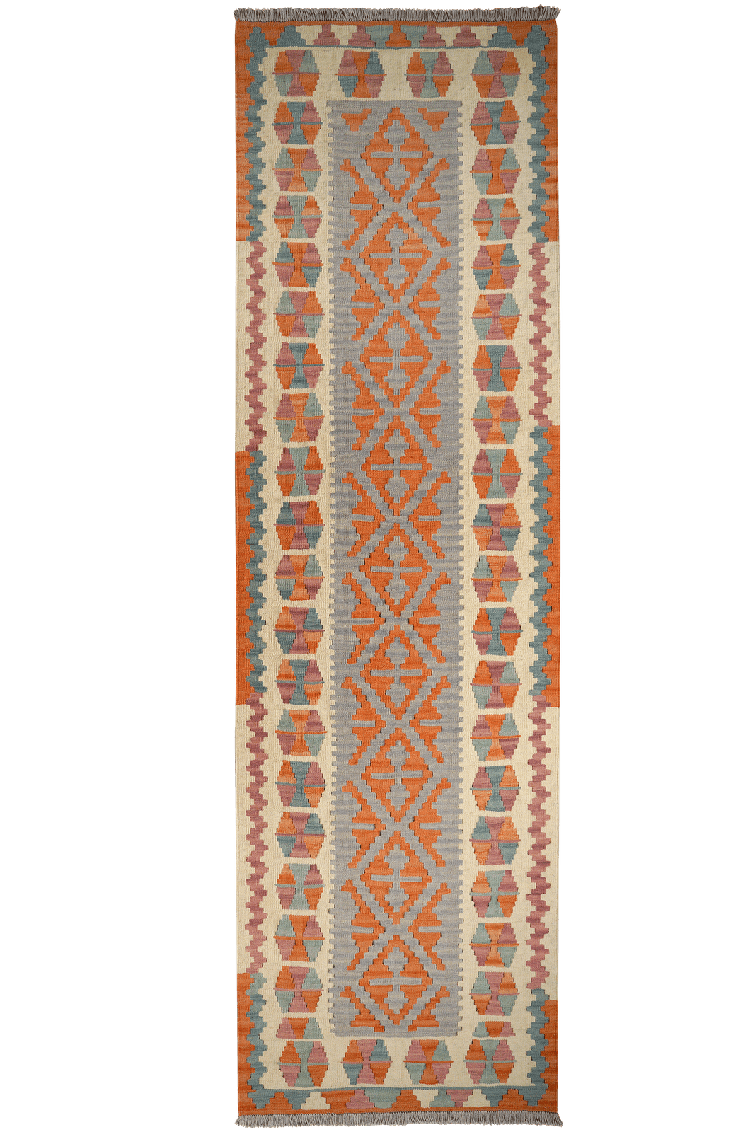 Kelim Gashgai — Handmade, 85x295 cm, Grey, 100% Virgin Wool | Main view