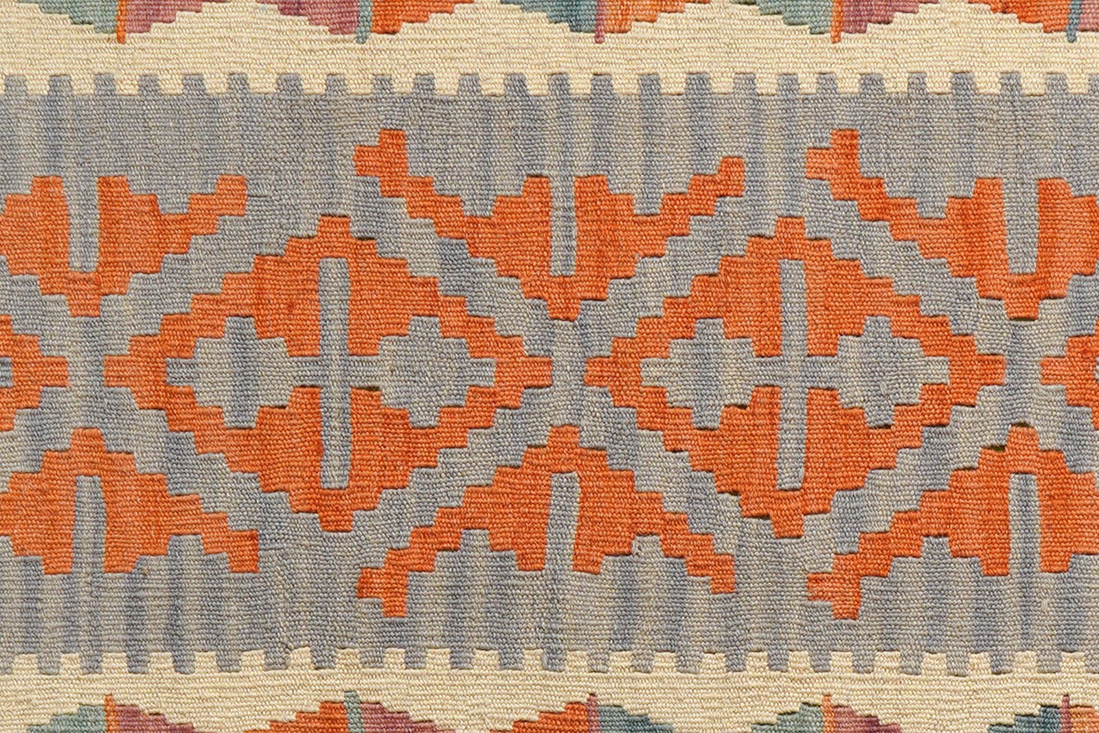 Kelim Gashgai — Handmade, 85x295 cm, Grey, 100% Virgin Wool | View 5