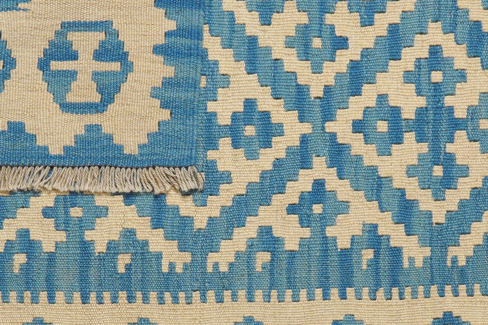 Kelim Gashgai — Handgefertigt, 125x84 cm, Blau, 100% Virgin Wool | View 7
