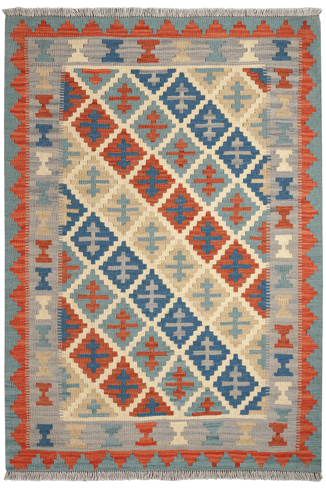 Kelim Gashgai — Handmade, 106x152 cm, Beige, 100% Virgin Wool | Main view