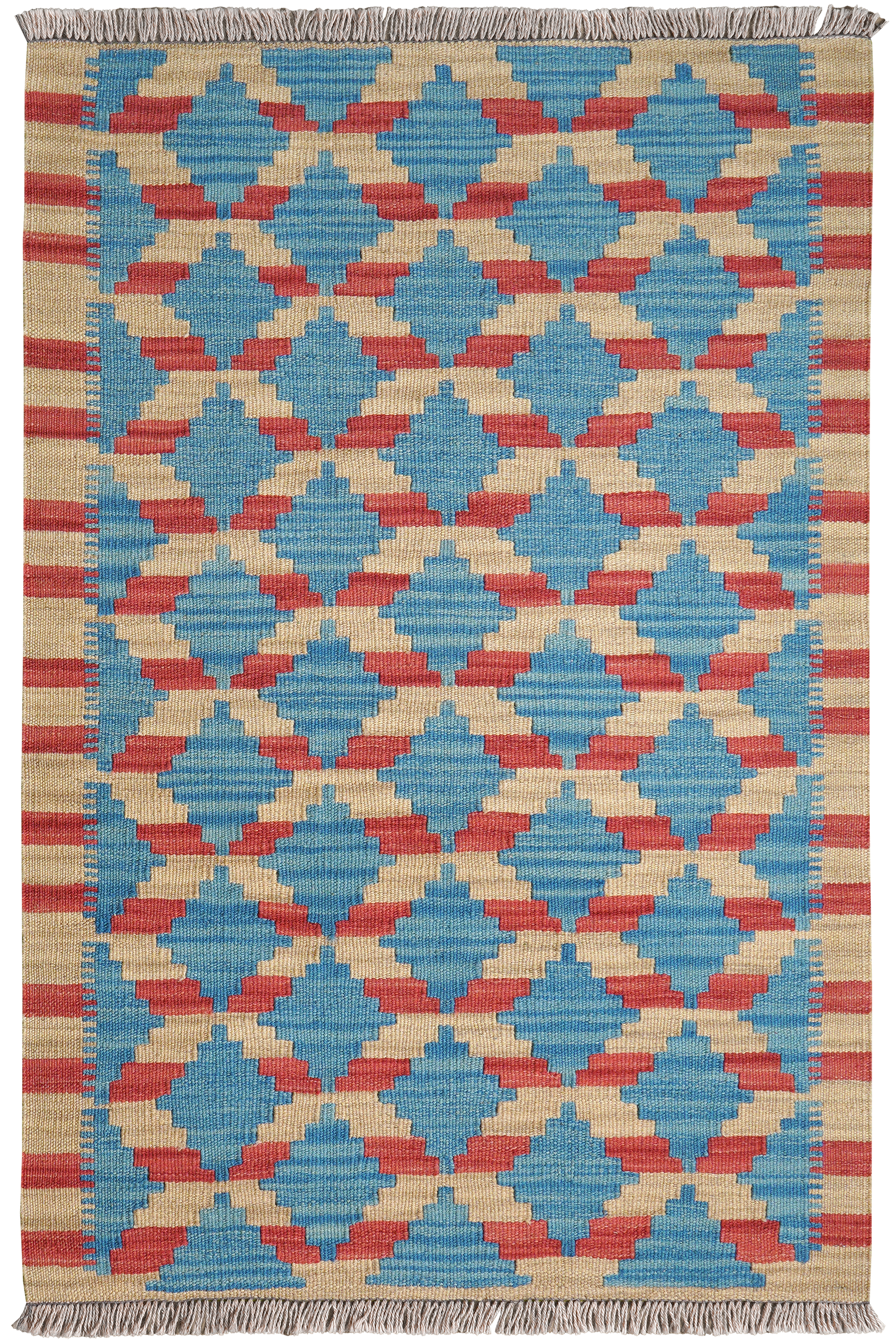 Kelim Gashgai — Handgefertigt, 120x79 cm, Beige, 100% Virgin Wool | Main view