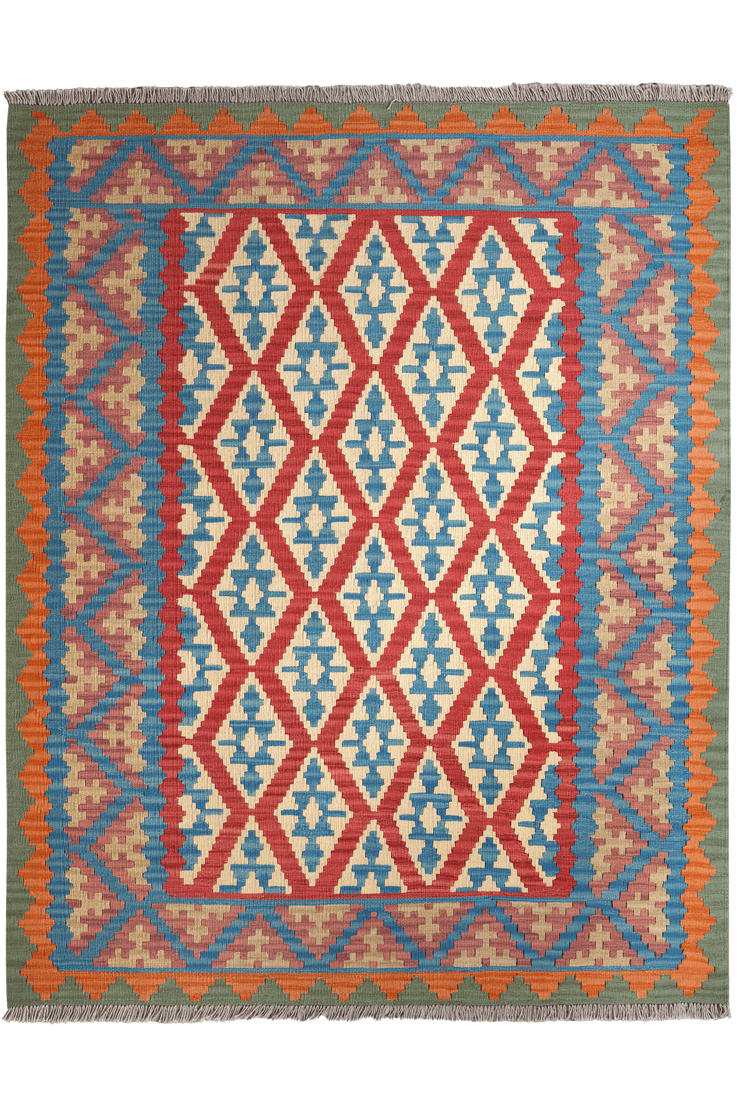 Kelim Gashgai — Handmade, 158x201 cm, Red, 100% Virgin Wool | Main view