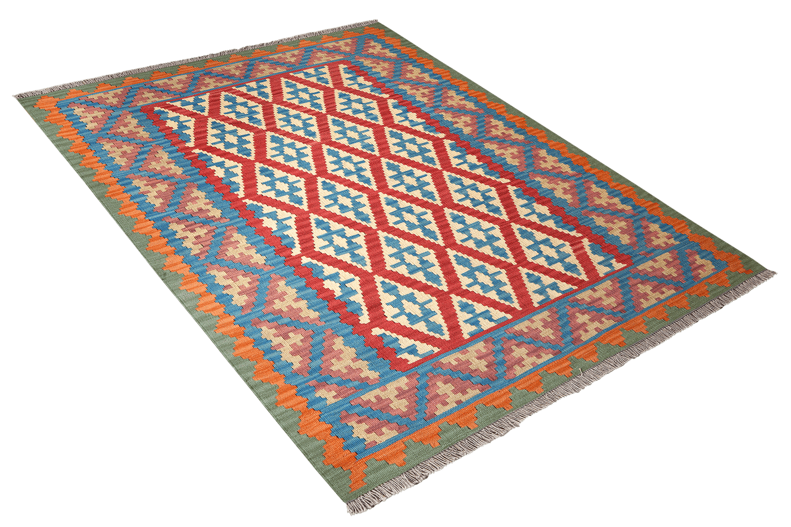 Kelim Gashgai — Handmade, 158x201 cm, Red, 100% Virgin Wool | View 4