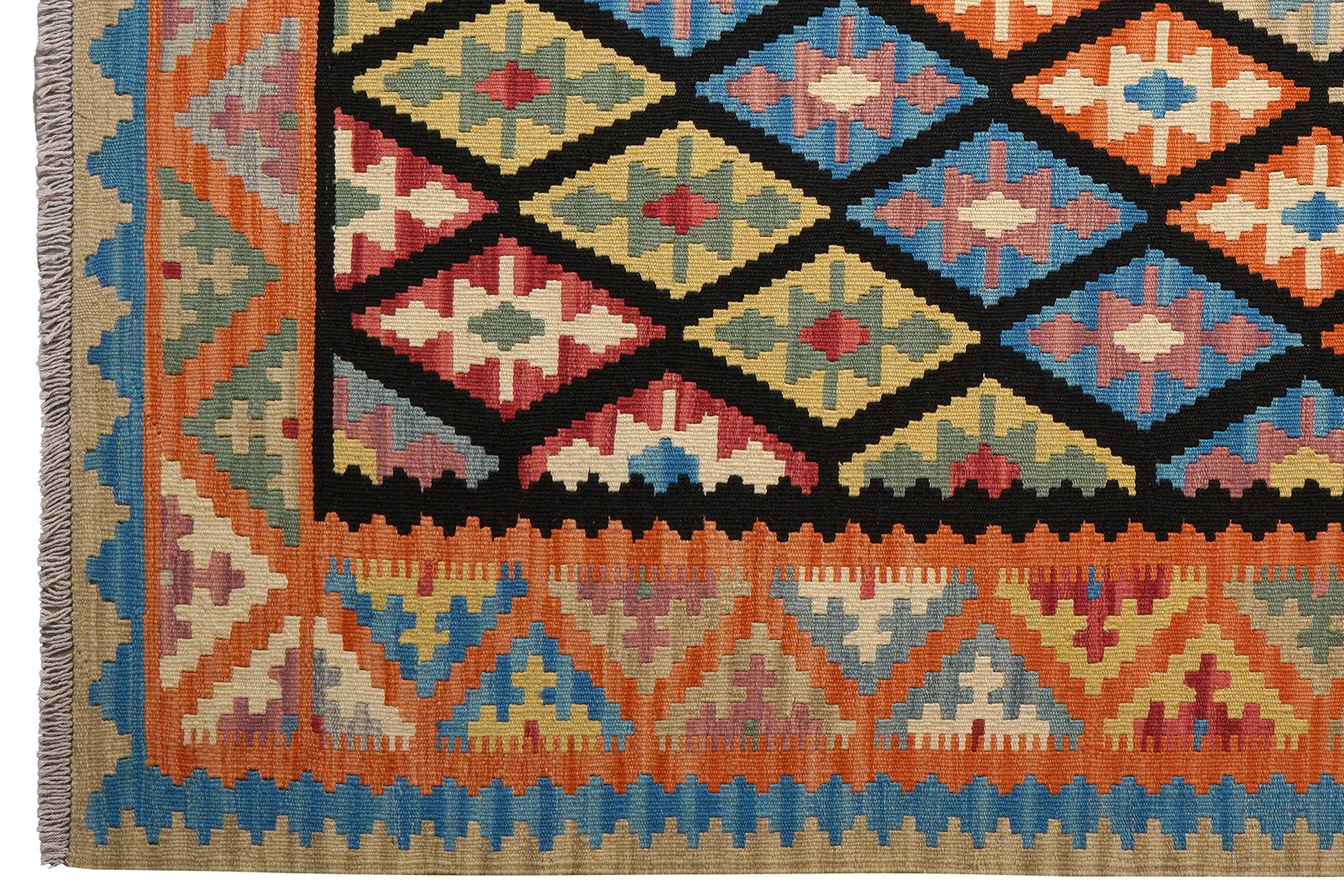 Kelim Gashgai — Handmade, 160x195 cm, Black, 100% Virgin Wool | View 3