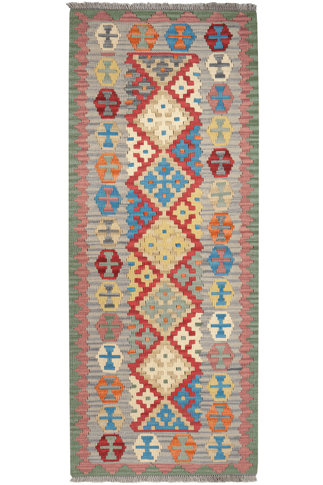 Kelim Gashgai — Handmade, 83x207 cm, Red, 100% Virgin Wool | Main view