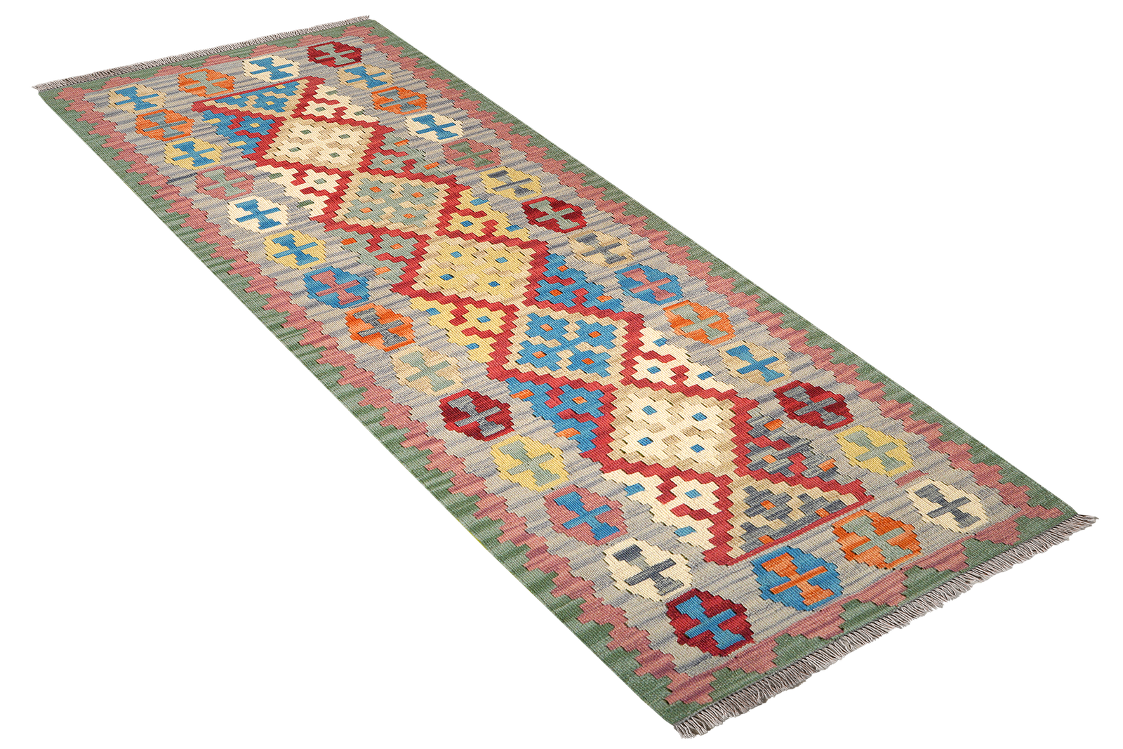 Kelim Gashgai — Handmade, 83x207 cm, Red, 100% Virgin Wool | View 4