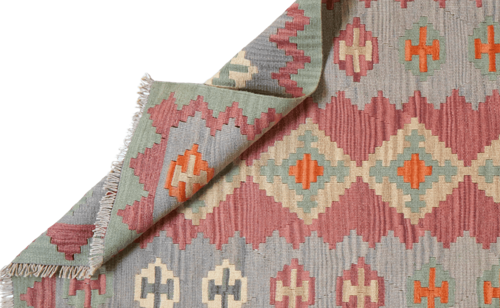Kelim Gashgai — Handmade, 106x490 cm, Pink, 100% Virgin Wool | View 5