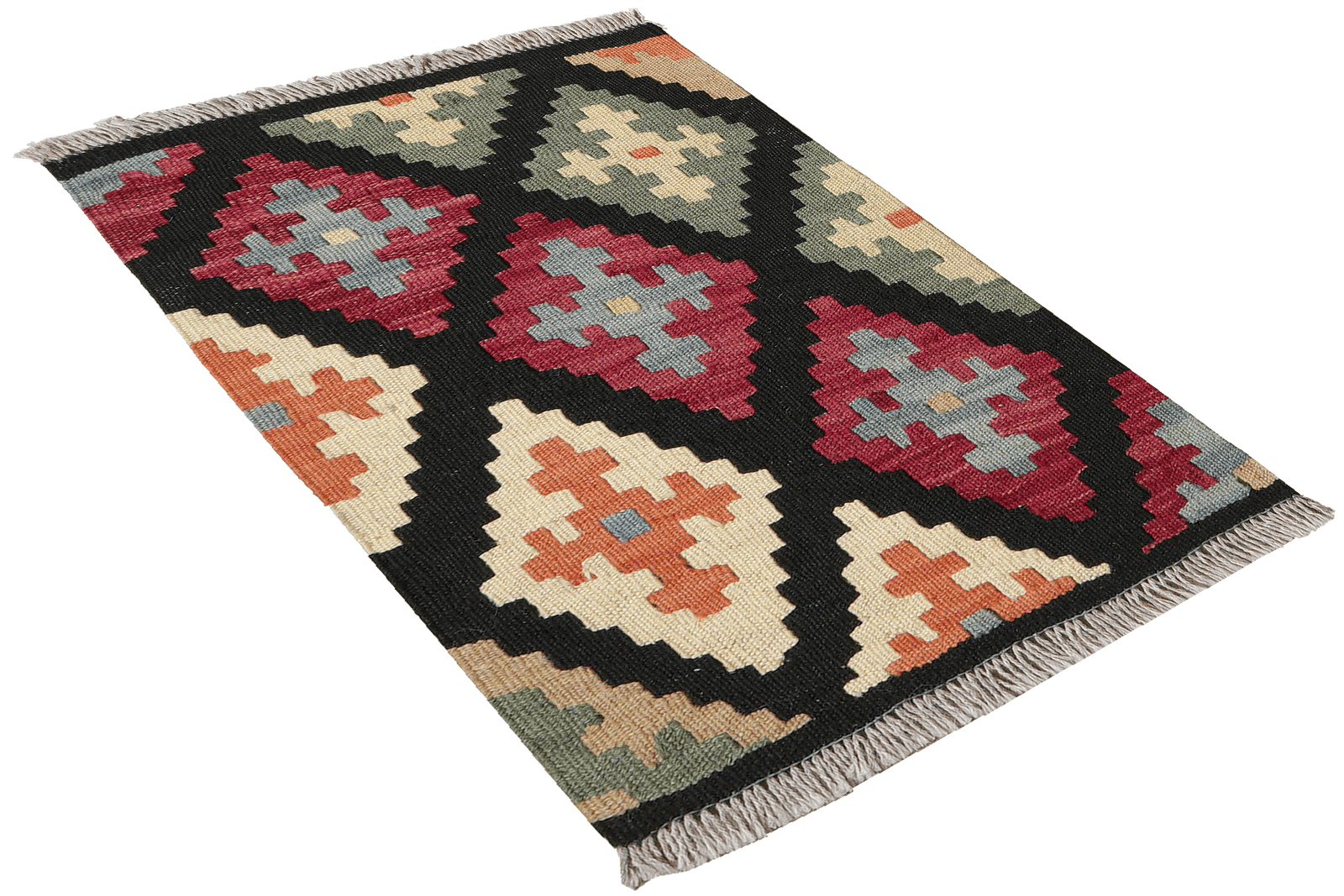 Kelim Gashgai — Handmade, 45x65 cm, Black, 100% Virgin Wool | View 4