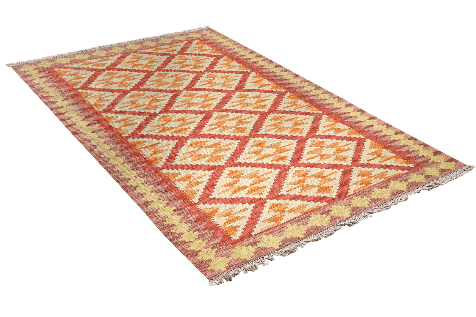 Kelim Gashgai — Handmade, 102x147 cm, Red, 100% Virgin Wool | View 4