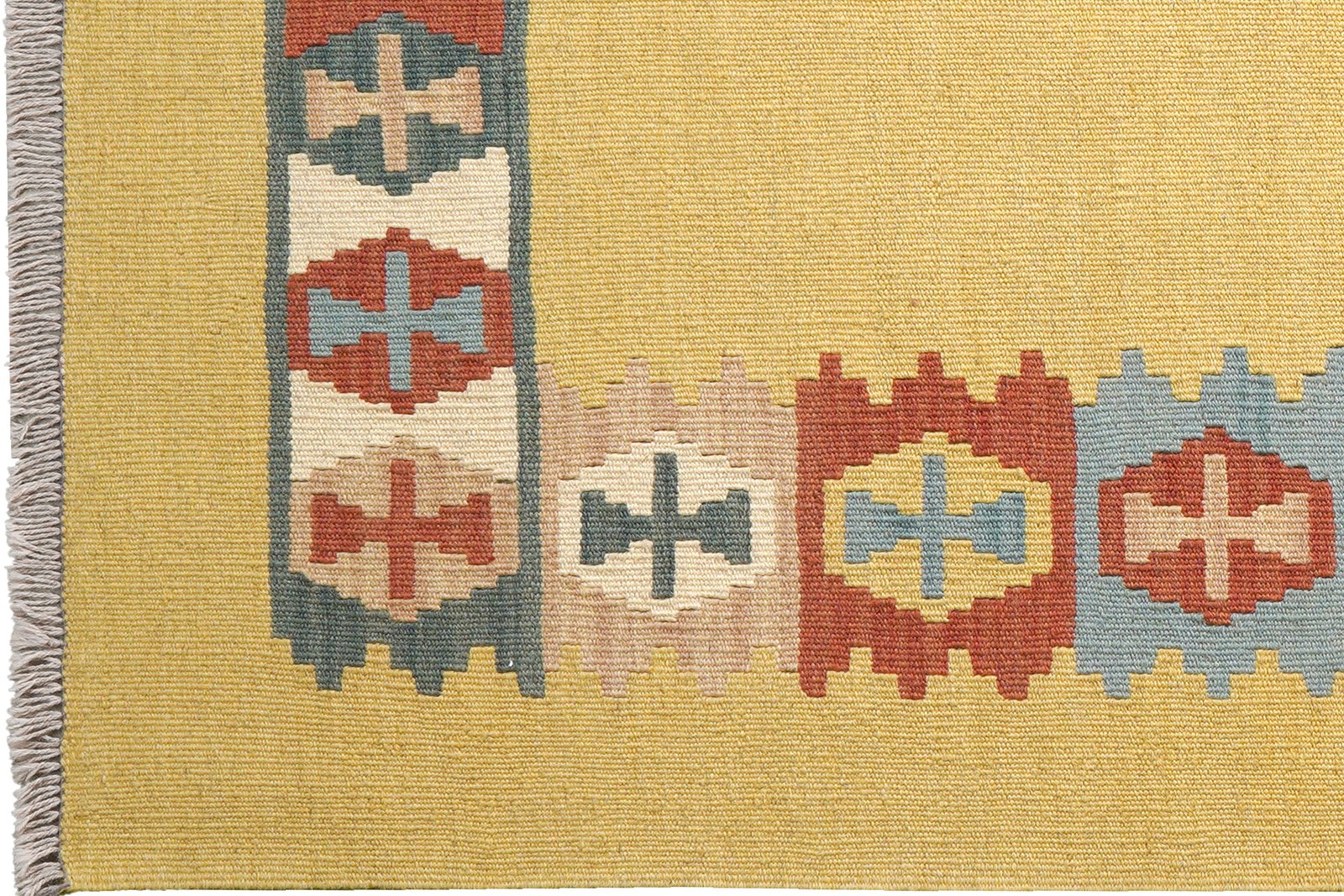 Kelim Gashgai — Handmade, 105x152 cm, Yellow, 100% Virgin Wool | View 3