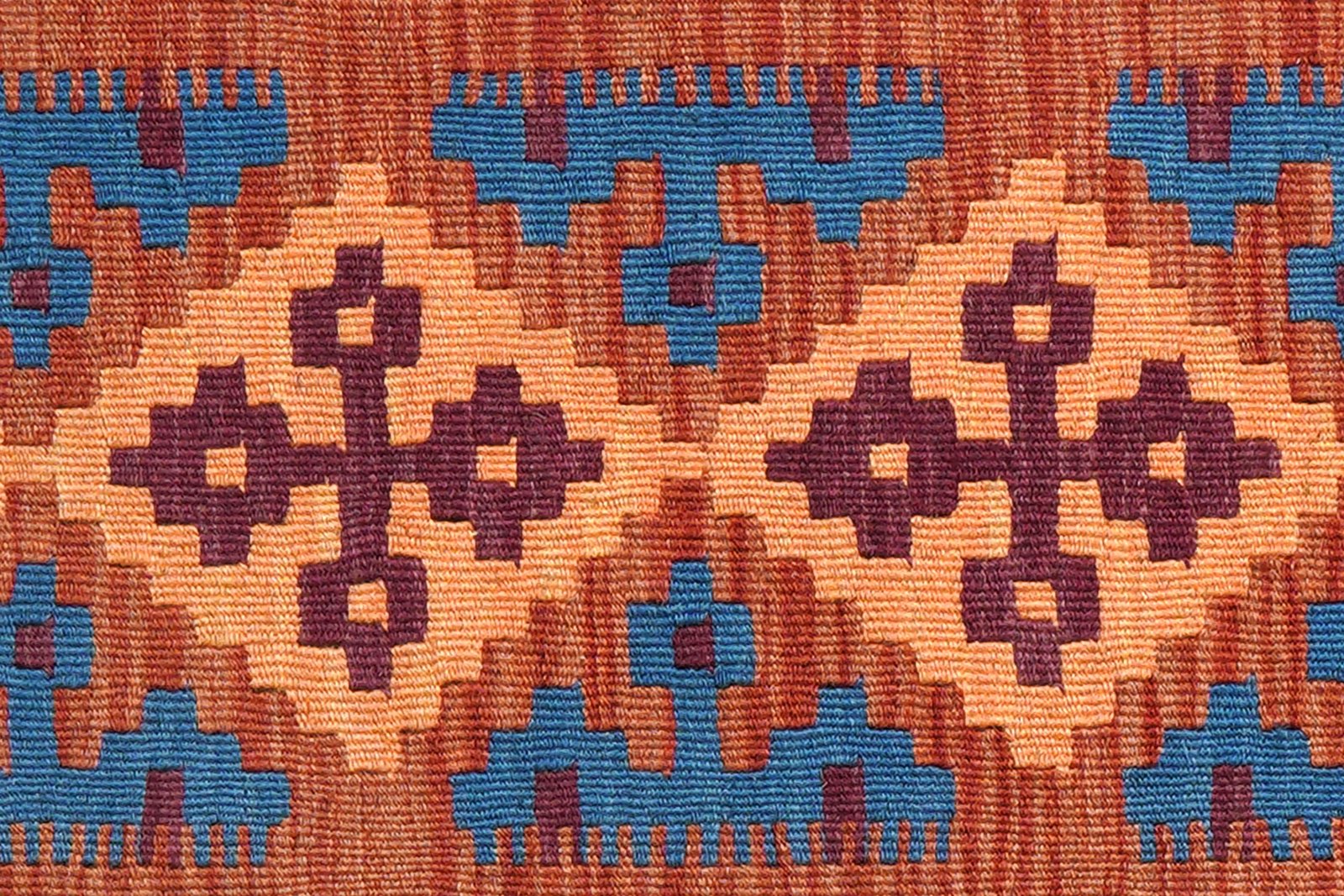 Kelim Gashgai — Handmade, 84x197 cm, Orange, 100% Virgin Wool | View 5