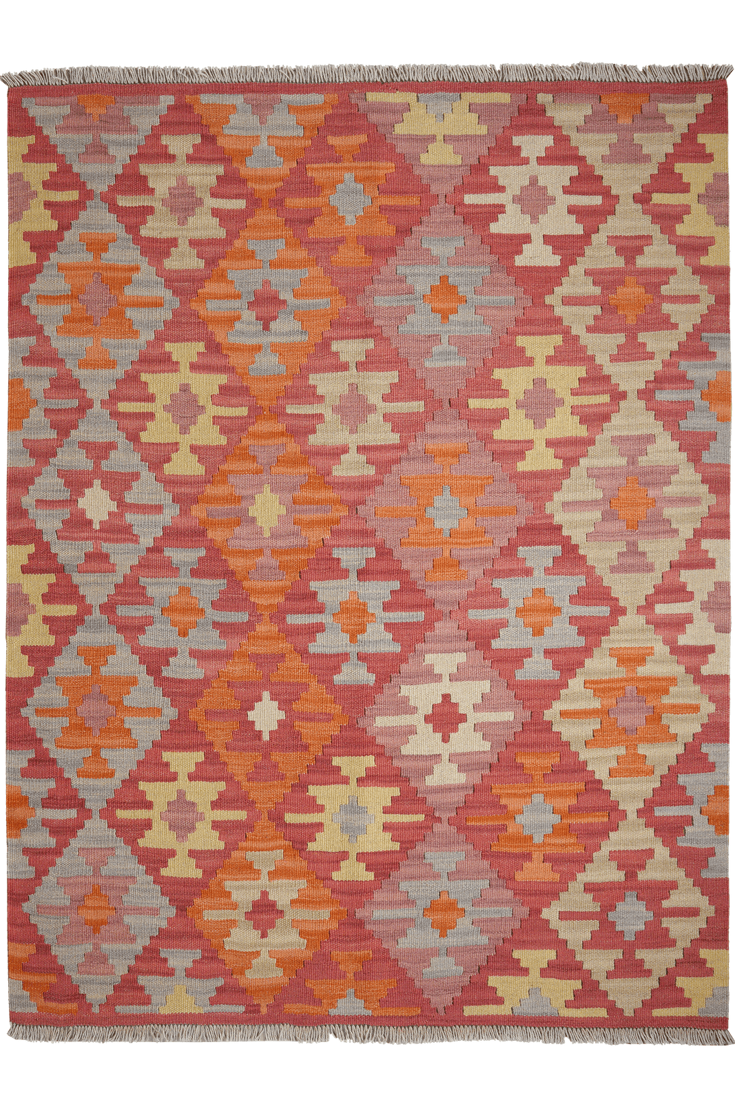 Kelim Gashgai — Handmade, 129x171 cm, Pink, 100% Virgin Wool | Main view