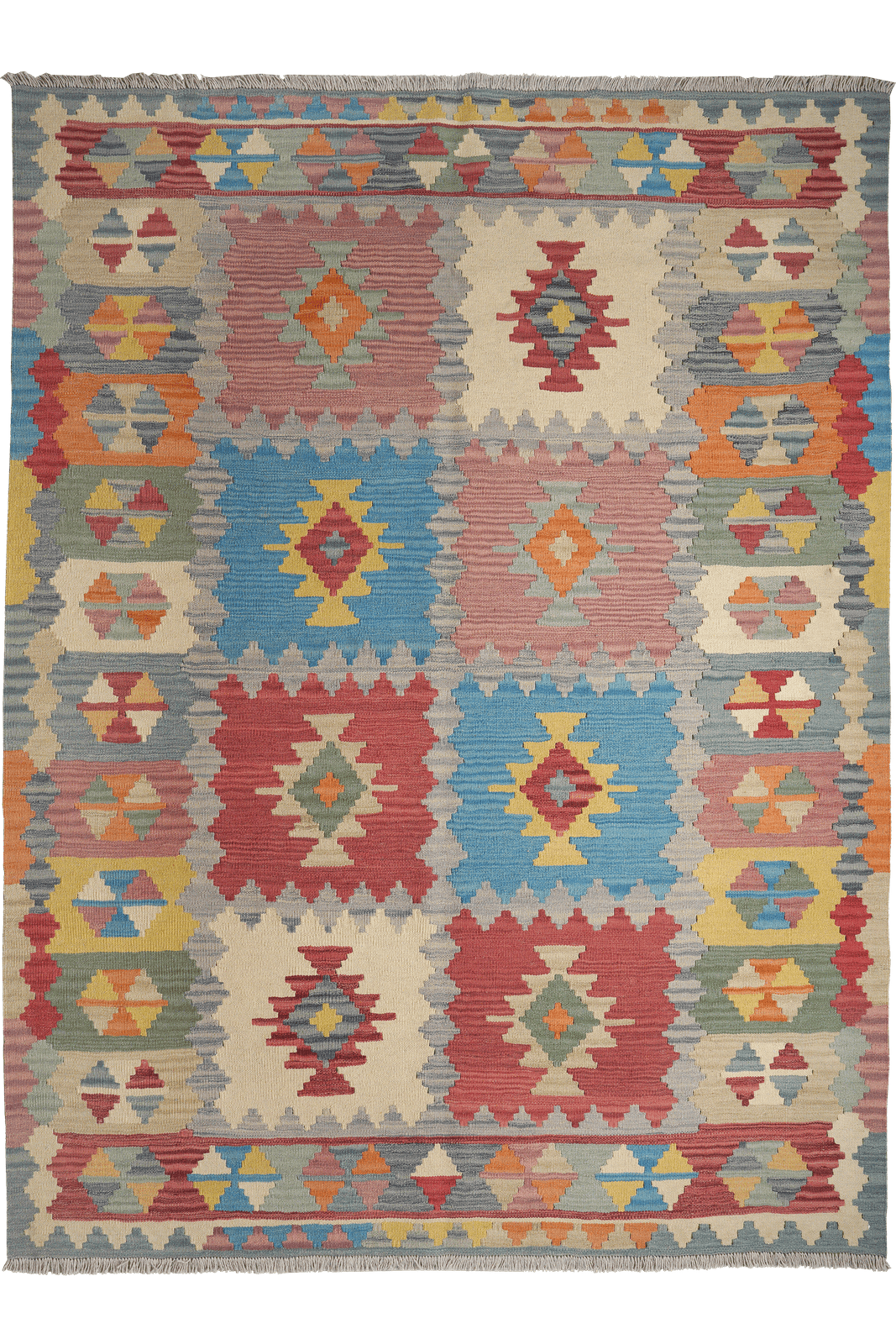 Kelim Gashgai — Handmade, 176x239 cm, Grey, 100% Virgin Wool | Main view
