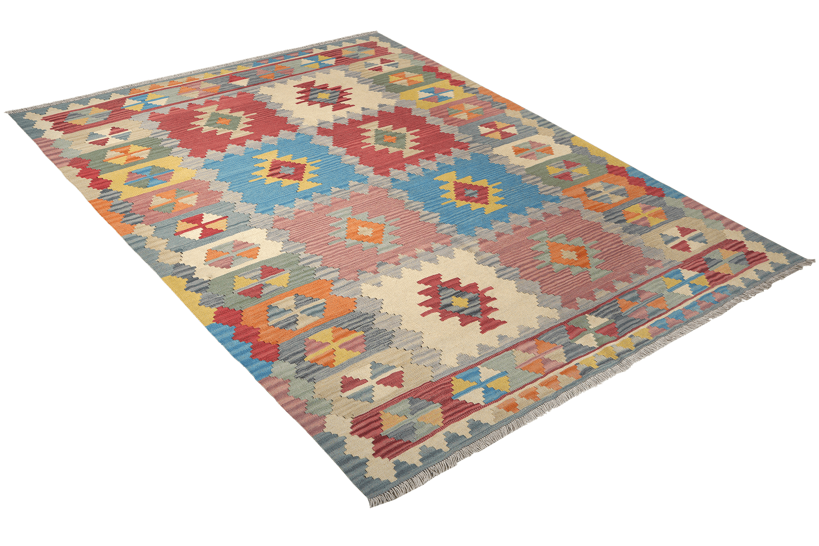 Kelim Gashgai — Handmade, 176x239 cm, Grey, 100% Virgin Wool | View 4