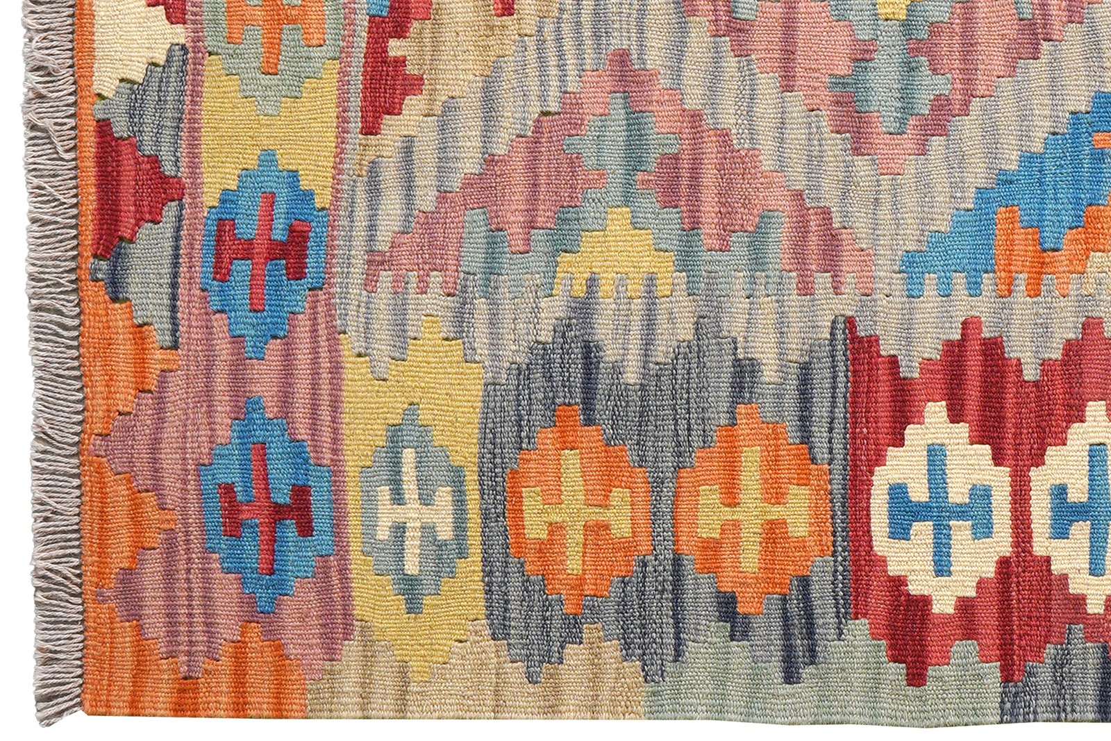 Kelim Gashgai — Handmade, 101x140 cm, Beige, 100% Virgin Wool | View 3