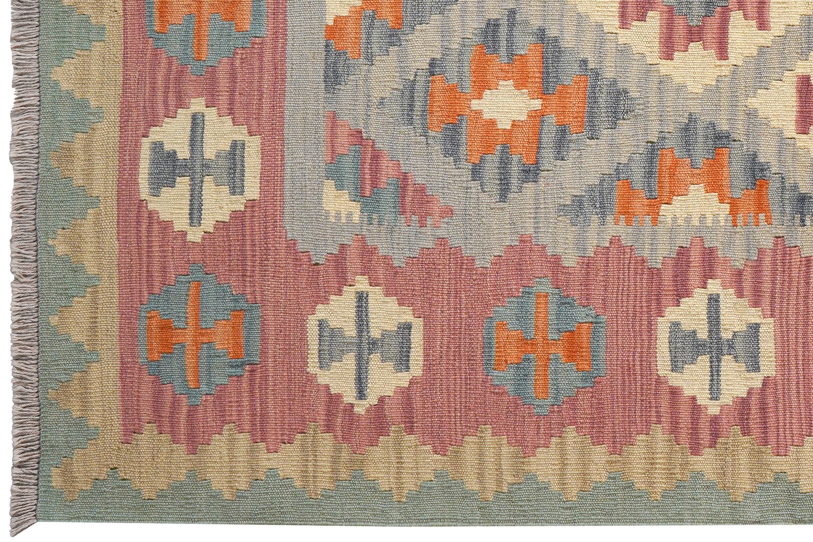 Kelim Gashgai — Handmade, 124x182 cm, Blue, 100% Virgin Wool | View 3