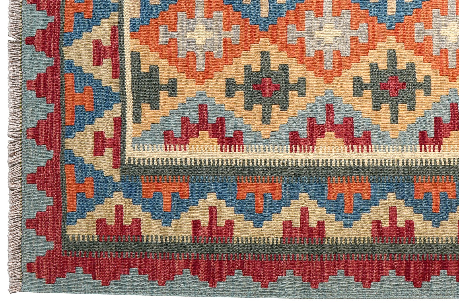 Kelim Gashgai — Handmade, 158x152 cm, Green, 100% Virgin Wool | View 3