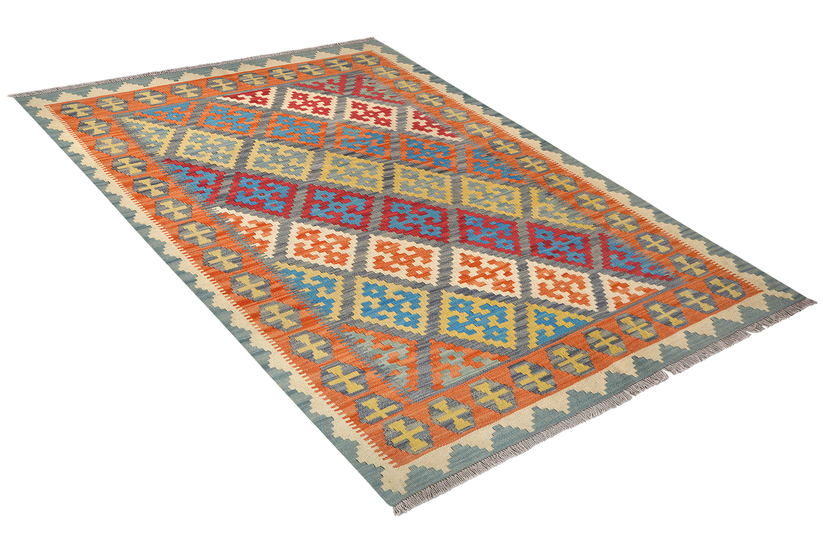 Kelim Gashgai — Handgefertigt, 217x153 cm, Orange, 100% Virgin Wool | View 5