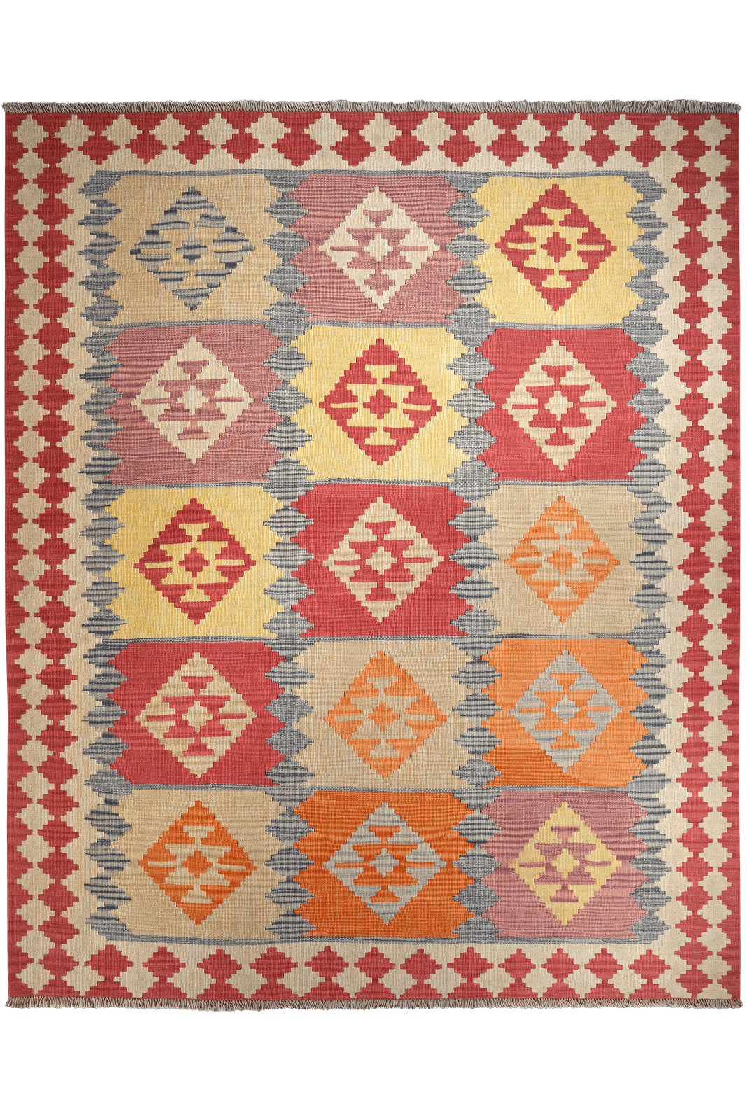 Kelim Gashgai — Handmade, 197x240 cm, Blue, 100% Virgin Wool | Main view