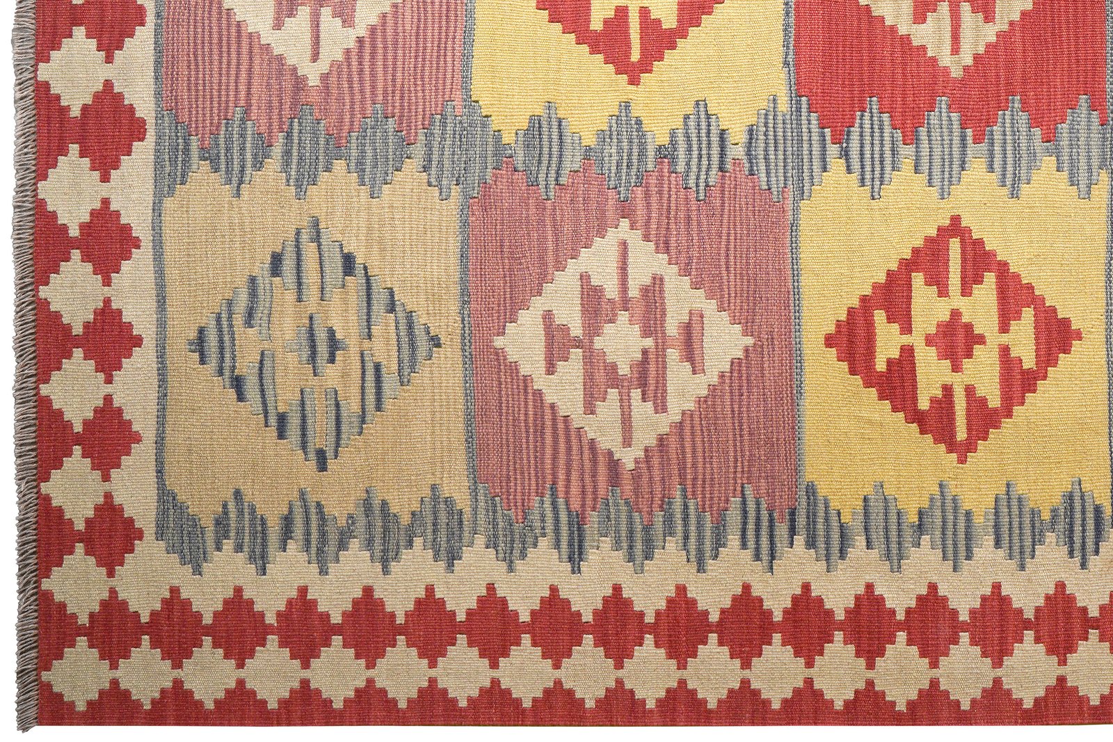 Kelim Gashgai — Handmade, 197x240 cm, Blue, 100% Virgin Wool | View 3