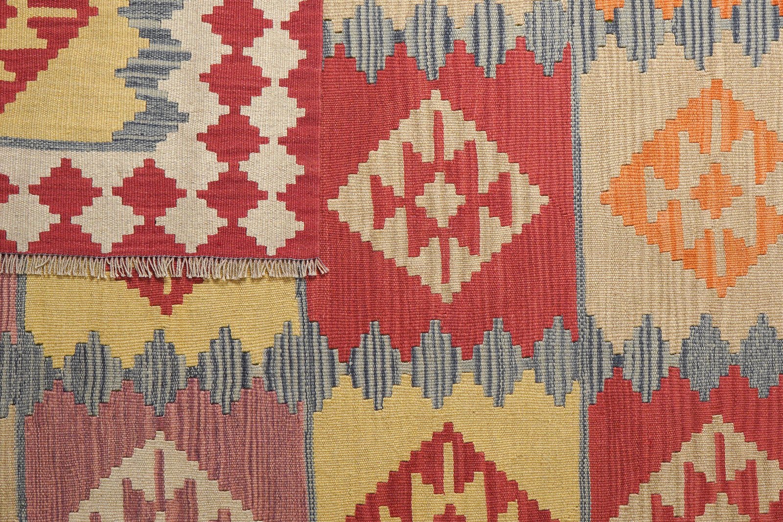 Kelim Gashgai — Handmade, 197x240 cm, Blue, 100% Virgin Wool | View 6