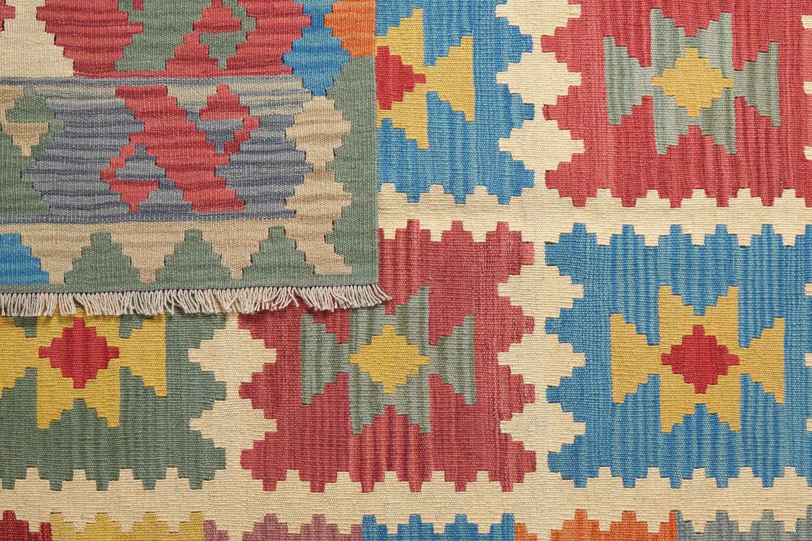 Kelim Gashgai — Handmade, 173x238 cm, Beige, 100% Virgin Wool | View 6