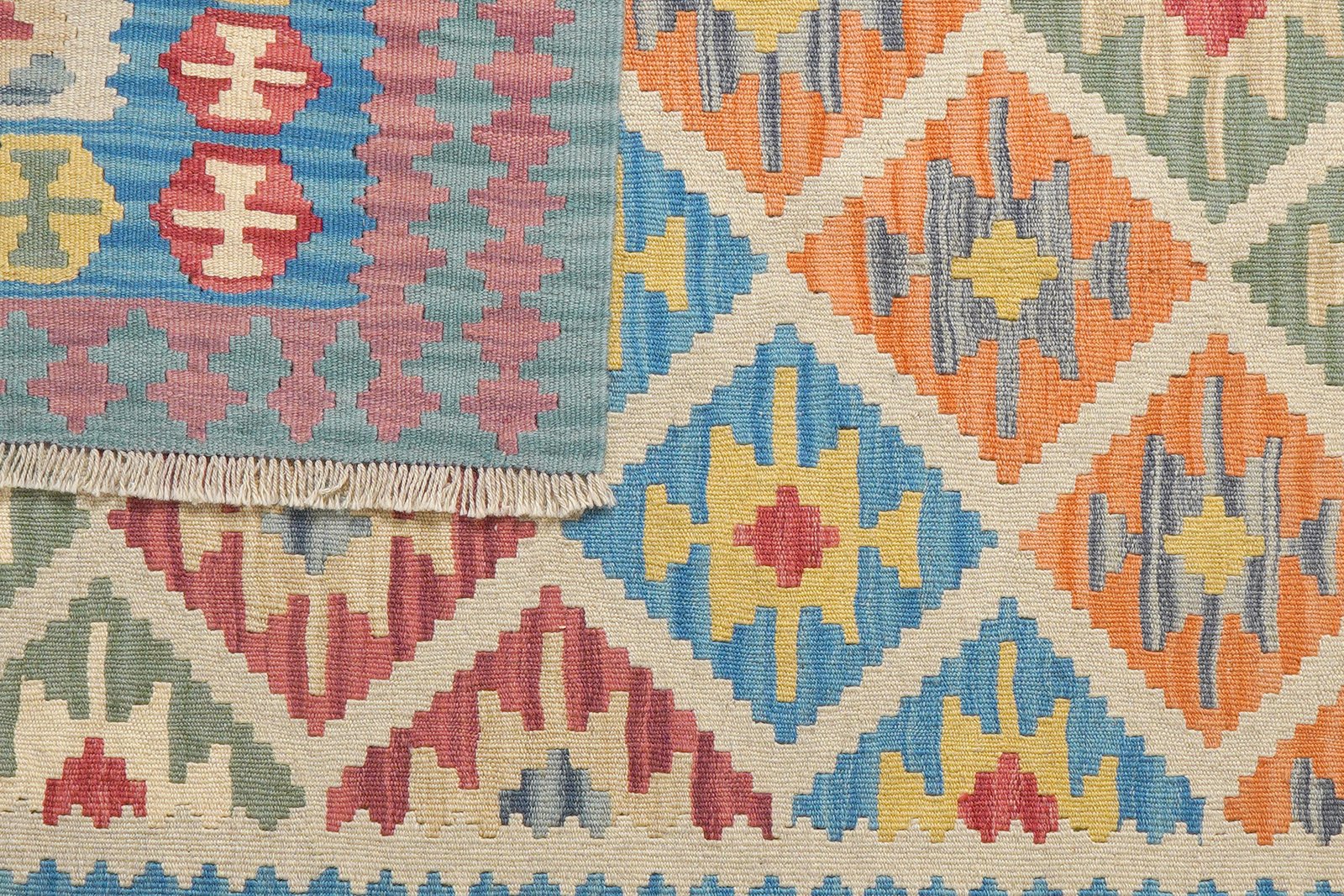 Kelim Gashgai — Handmade, 151x201 cm, Beige, 100% Virgin Wool | View 6