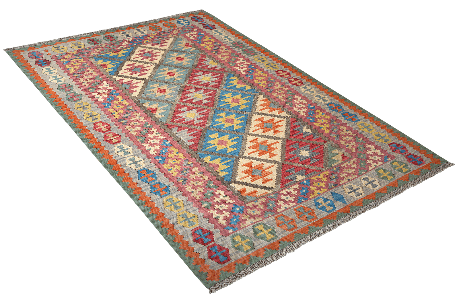 Kelim Gashgai — Handmade, 173x245 cm, Grey, 100% Virgin Wool | View 4
