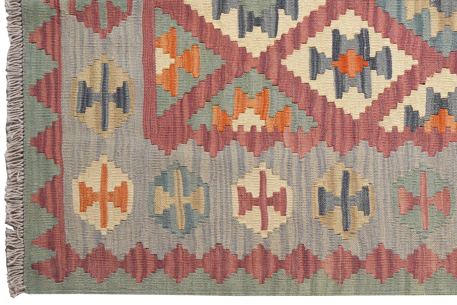 Kelim Gashgai — Handmade, 124x176 cm, Pink, 100% Virgin Wool | View 3
