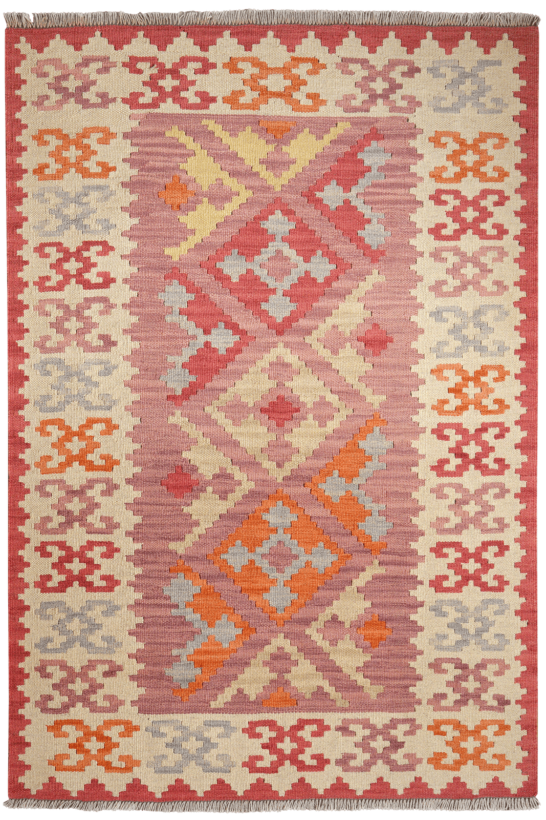 Kelim Gashgai — Handmade, 118x173 cm, Pink, 100% Virgin Wool | Main view
