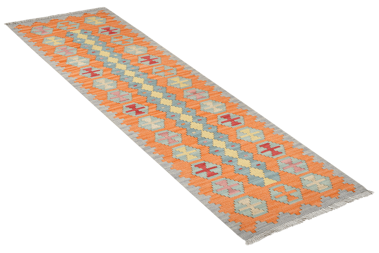 Kelim Gashgai — Handmade, 59x197 cm, Red, 100% Virgin Wool | View 4