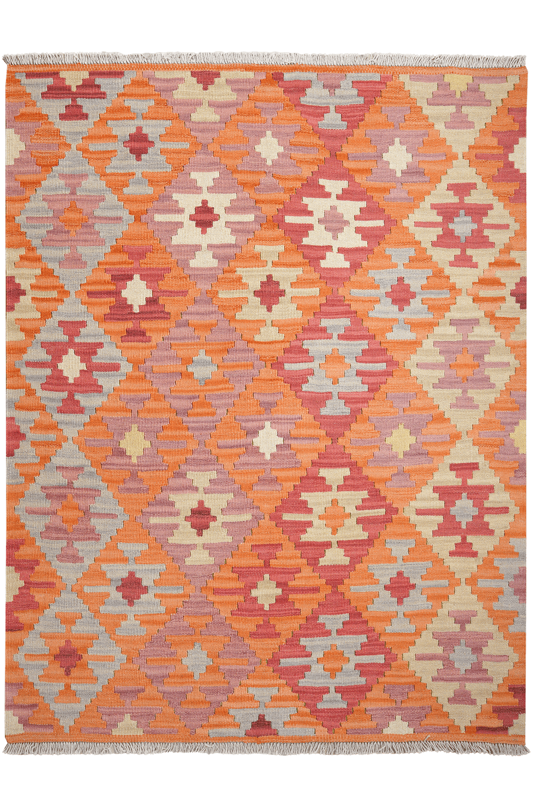Kelim Gashgai — Handmade, 130x172 cm, Orange, 100% Virgin Wool | Main view