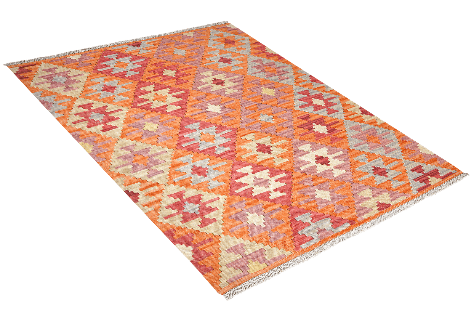 Kelim Gashgai — Handmade, 130x172 cm, Orange, 100% Virgin Wool | View 4