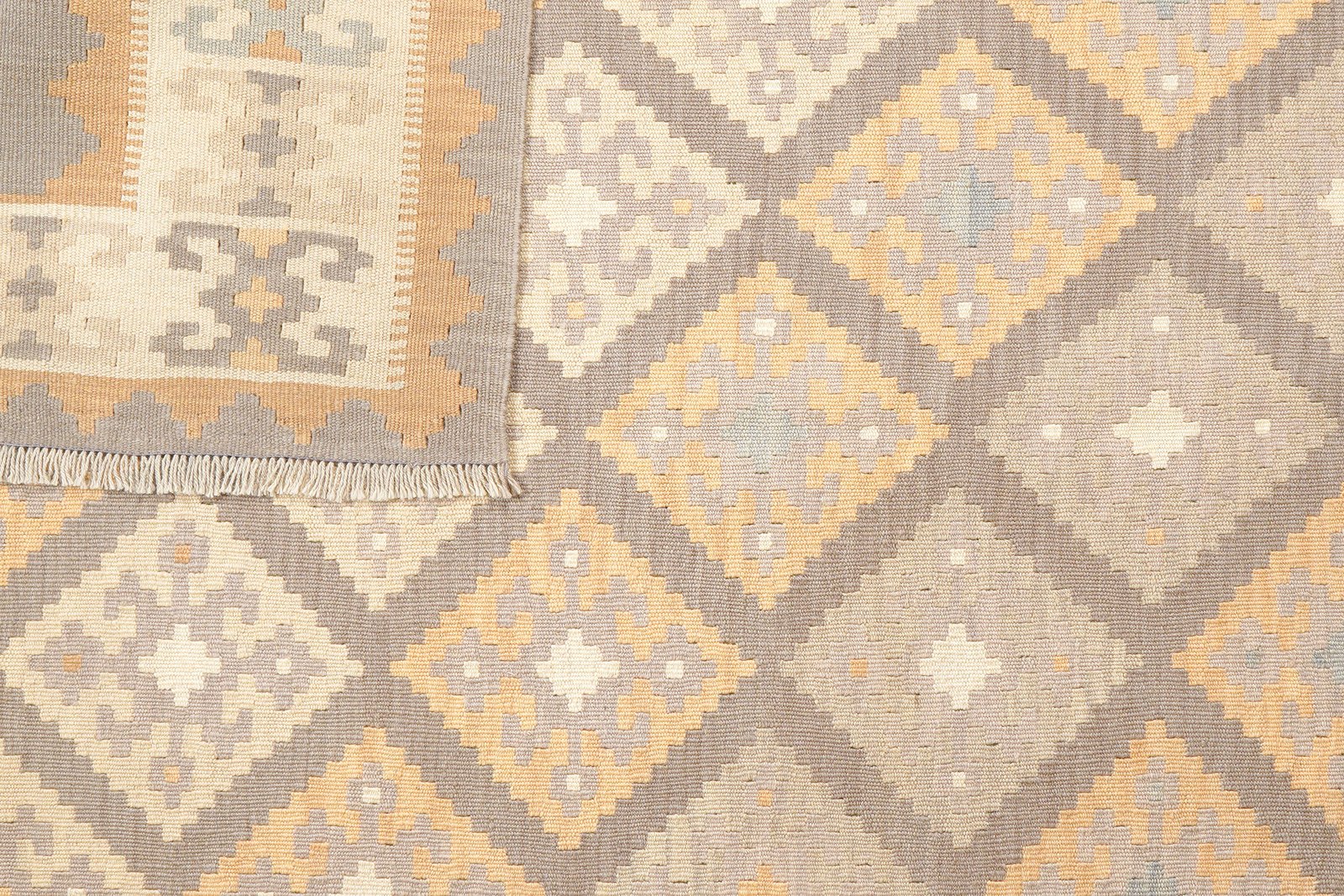 Kelim Gashgai — Handmade, 183x253 cm, Grey, 100% Virgin Wool | View 6