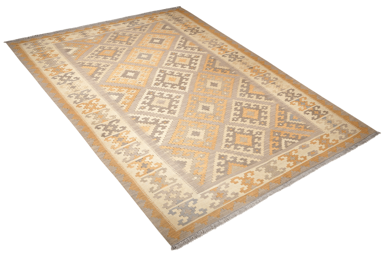 Kelim Gashgai — Handmade, 186x243 cm, Grey, 100% Virgin Wool | View 4