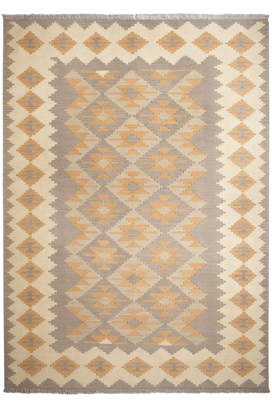 Kelim Gashgai — Handmade, 169x237 cm, Grey, 100% Virgin Wool | Main view