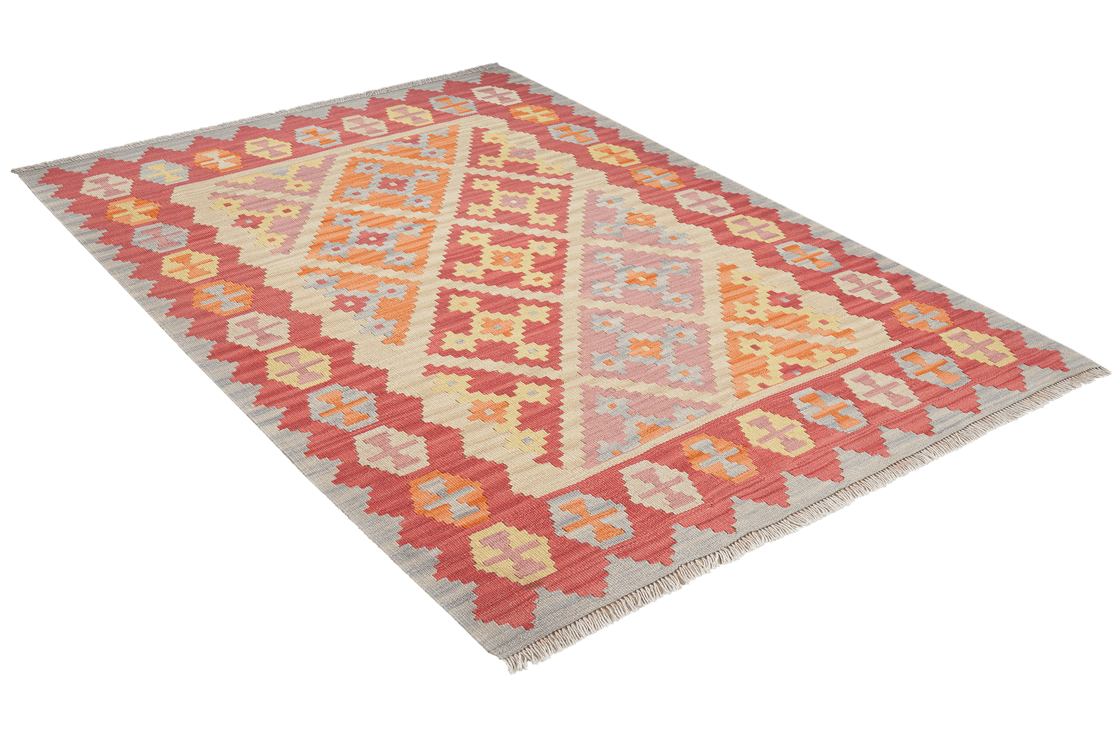 Kelim Gashgai — Handmade, 132x170 cm, Beige, 100% Virgin Wool | View 4