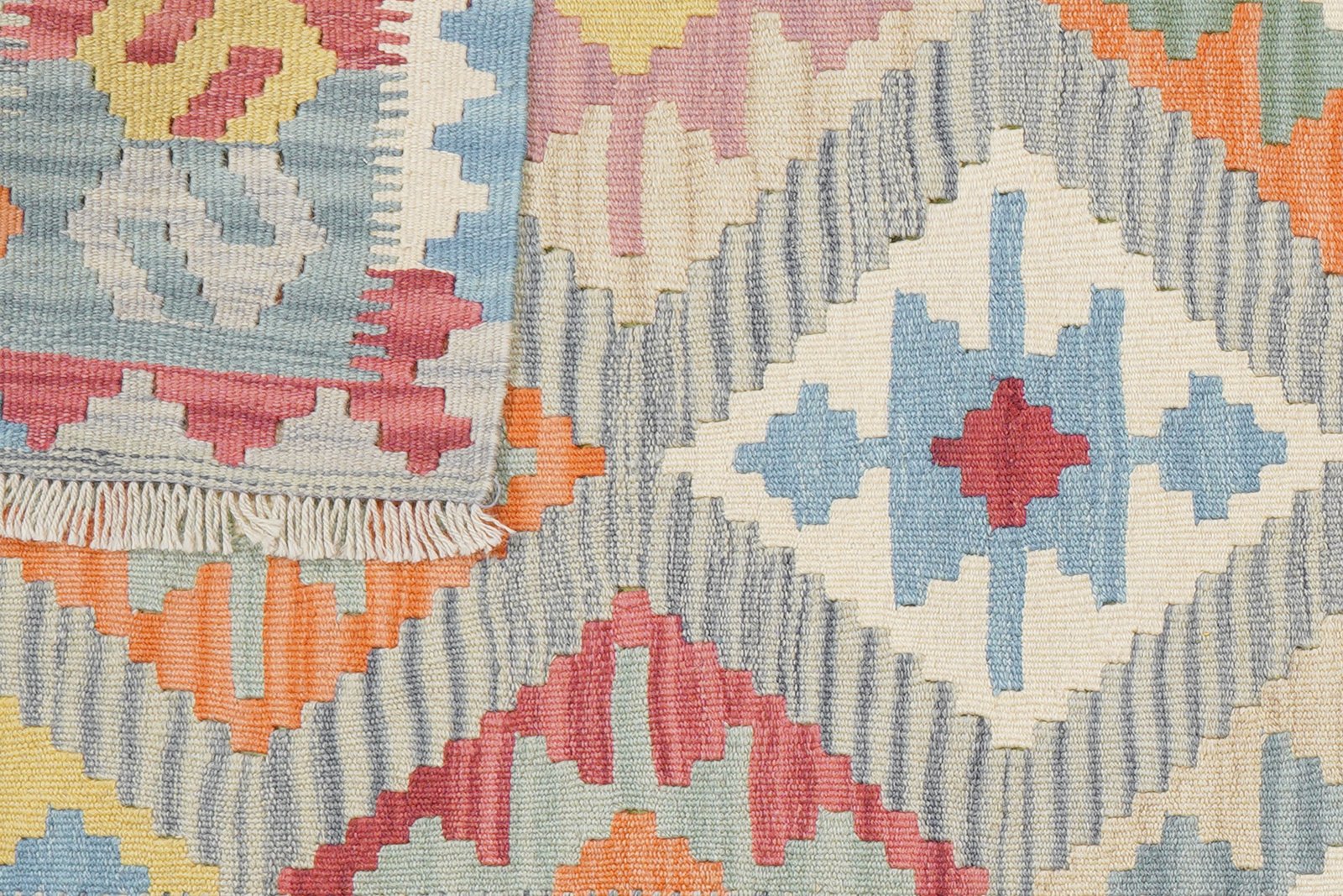 Kelim Gashgai — Handmade, 105x154 cm, Grey, 100% Virgin Wool | View 6