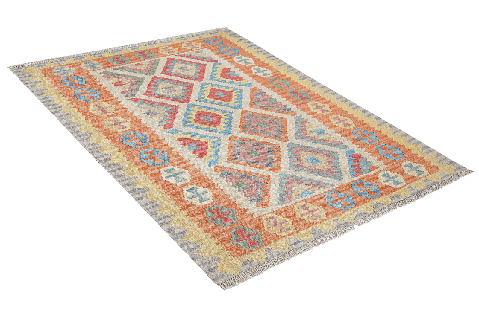 Kelim Gashgai — Handmade, 126x182 cm, Beige, 100% Virgin Wool | View 4