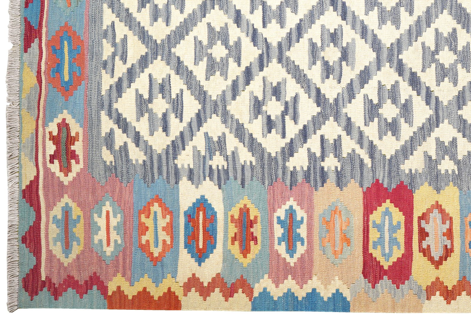 Kelim Gashgai — Handmade, 177x250 cm, Blue, 100% Virgin Wool | View 3