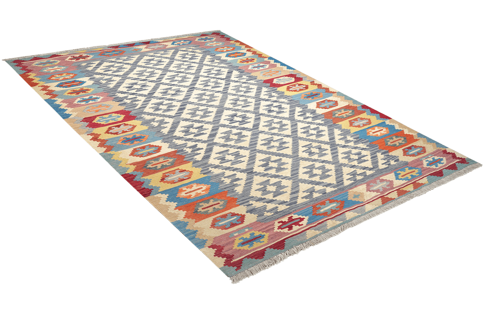 Kelim Gashgai — Handmade, 177x250 cm, Blue, 100% Virgin Wool | View 4