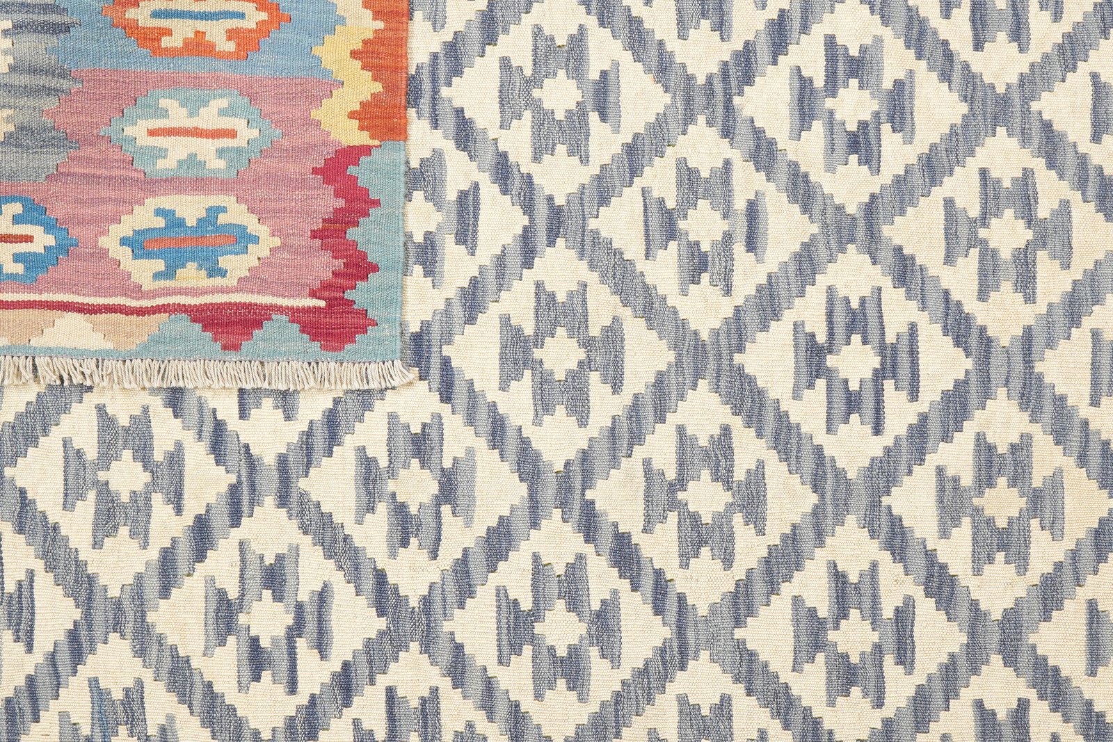 Kelim Gashgai — Handmade, 177x250 cm, Blue, 100% Virgin Wool | View 6