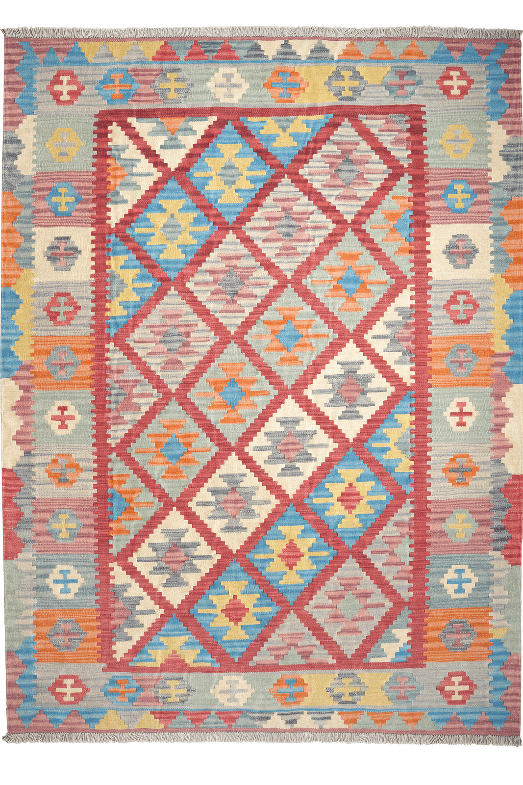 Kelim Gashgai — Handmade, 173x237 cm, Red, 100% Virgin Wool | Main view